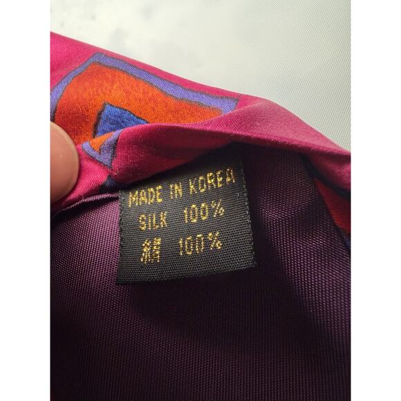 VINTAGE MENS HANOL NECK TIE Pink with Geometric Pattern 100% Silk - Picture 3 of 4